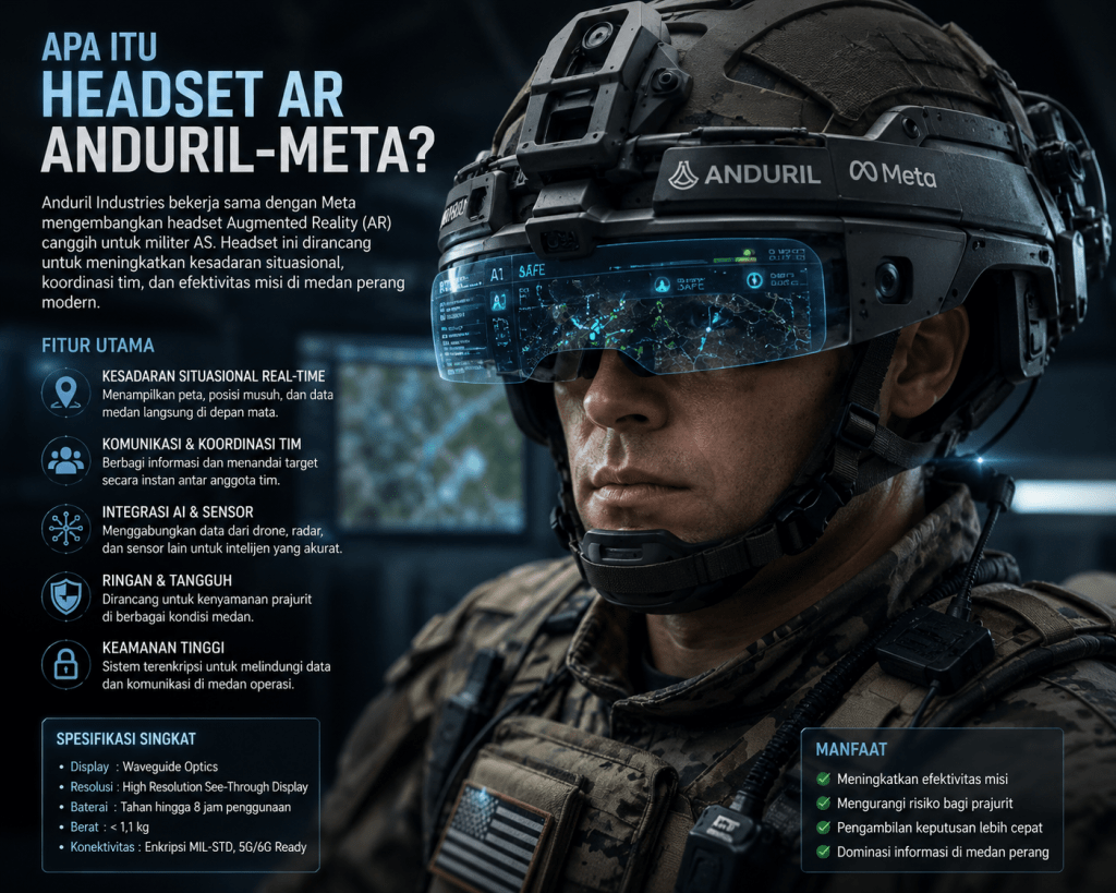Headset AR Anduril-Meta EagleEye: Prajurit Kini Kendalikan Drone Hanya dengan Tatapan Mata